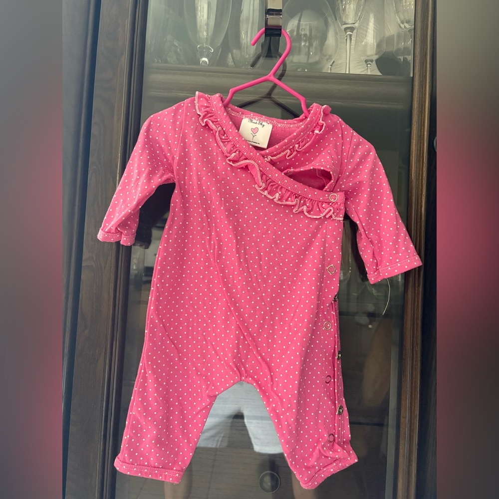 Mad Sky Pink Polka Dot Baby Romper